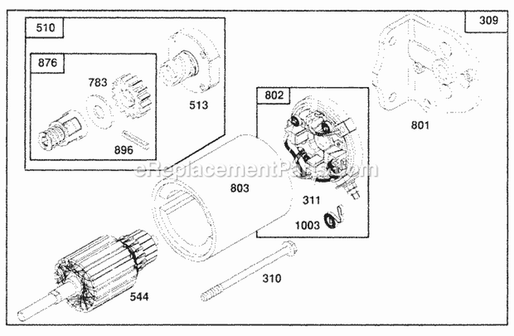 Electric Starter Diagram and Parts List for 257707-0127-01  Briggs and Stratton Engine